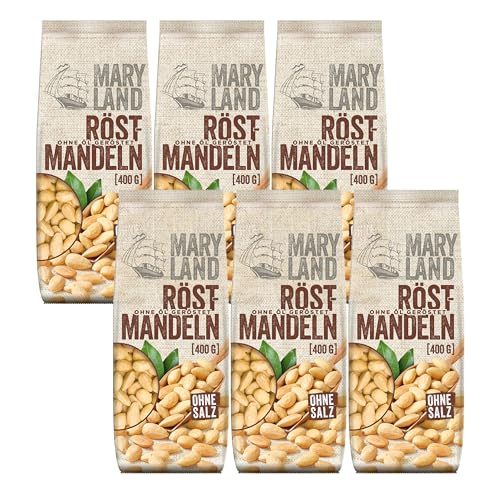 Maryland Röst-Mandeln 400g im 6er Pack – Knackige Mandeln schonend ganz ohne Öl geröstet – Einzigartiges Aroma aus eigener Röstung in Deutschland (6 x 400g) von Maryland