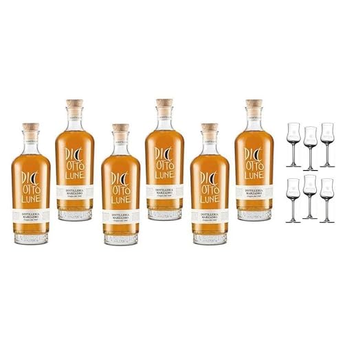 MARZADRO GRAPPA LE DICIOTTO LUNE 70 CL 6 FLASCHEN MIT 6 GLÄSERN von DISTILLERIA MARZADRO