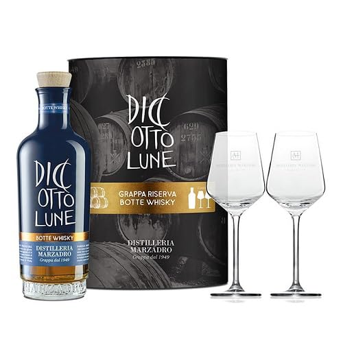 Marzadro Collezione - Geschenkpaket Diciotto Lune Riserva Whisky + 2 Gläser Harmony 0,5L Marzadro Collezione - Geschenkpaket Diciotto Lune Riserva Whisky + 2 Gläser Harmony 0,5L von Marzadro