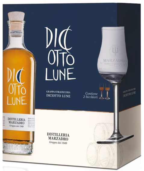 Marzadro Diciotto Lune Set mit 2 Gläsern von Marzadro Grappa