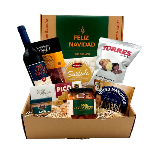 MAS PRODUCTOS ESP - Spanischer Weihnachtskorb "Feliz Navidad" – Spanische Spezialitäten – Geschenkkorb für Männer & Frauen – Hochwertige Geschenkidee von Más Productos Españoles