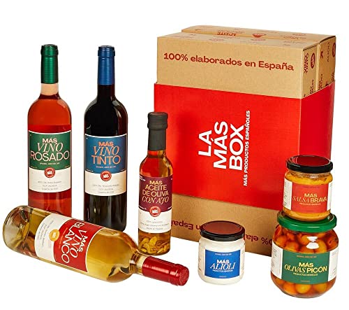 Spanisches Gourmet Geschenkkorb - La Más Box - Oliven, Alioli, Salsa Brava, Olivenöl... von Más Productos Españoles