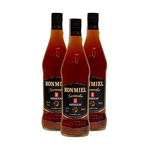 3er Set Honigrum - Ron Miel Arehucas Guanche 70cl von Más