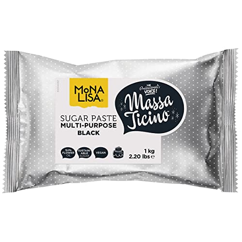 Massa Ticino Mona Lisa Zuckerpaste für Kuchen, 1 kg, Schwarz von Massa Ticino