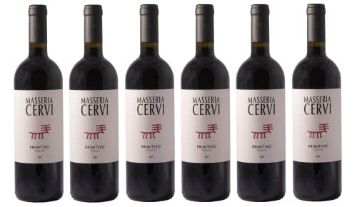 6x 0,75l - 2022er - Masseria Cervi - Primitivo - Puglia I.G.P. - Apulien - Italien - Rotwein trocken von Masseria Cervi