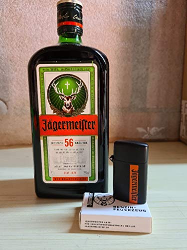 1 Flasche Jägermeister mit Benzin Feuerzeug a 0,7 L 35% vol. von Jägermeister