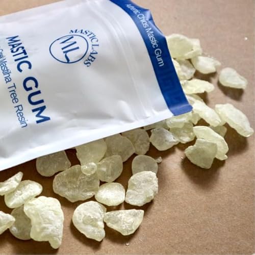 Mastic Labs Reines griechisches Mastixharz, Chios Tears, Griechenland (Pistacia Lentiscus), frisch und hochwertig, kleine/normale Größe (40 g) (große Tränen (40 g)) von Mastic Labs