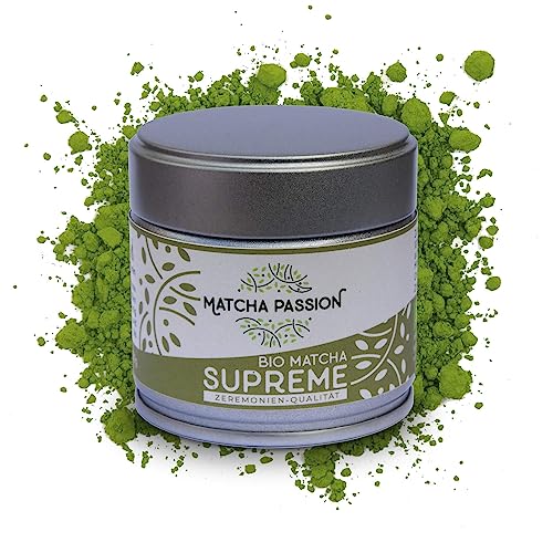 MATCHA PASSION Bio Matcha Supreme 30g Pulver - Zeremonie Qualität, Kagoshima Japan - purer Genuß - Usucha und Koicha geeignet - Vegan - Superfood MATCHA PASSION Bio Matcha Supreme 30g Pulver - Zeremonie Qualität, Kagoshima Japan - purer Genuß - Usucha und Koicha geeignet - Vegan - Superfood von Matcha Passion