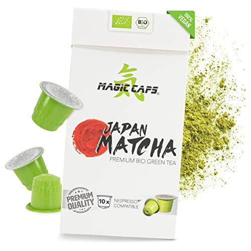 MatchaMagic Bio Matcha Tee Caps - 10 Stück Grüner Matcha Teekapseln - Japanisches Matcha Pulver für Kapselmaschinen (1 x 10 Kapseln) von MatchaMagic