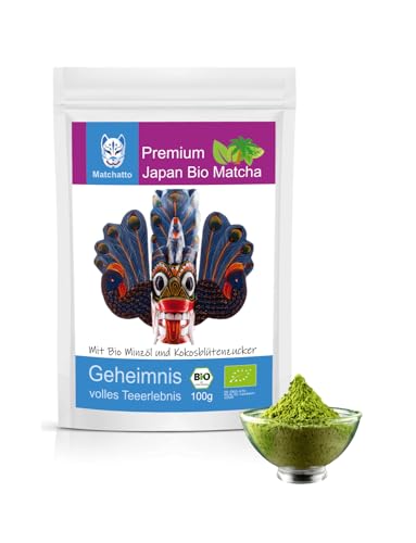 Matchatto | Matcha Tee Pulver 100g | pures & natürliches Matcha Grüntee Pulver aus Japan leicht | gesüßt | einfach zu mixen, vegan & natürlich | ideal für Matcha Latte (Minze) von Matchatto