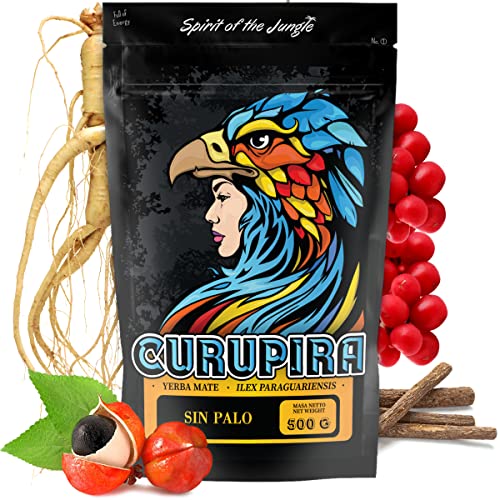 Curupira Mate Tee 500g ● SIN PALO ● Yerba Mate Tee mit Guaranapulver, sibirische Ginsengwurzel, Süßholzwurzel und chinesische Zitronengraswurzel ● Lose Blätter von Mate Green