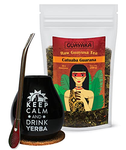 Guayusa Tee Set | Catuaba Guarana 200g | Guayusa Energy Tea | Keramik Becher | Edelstahl Strohhalm Bombilla | Korkuntersetzer | Natürlicher Booster, anregende Kraft | Konzentration, Energie Guayusa Tee Set | Catuaba Guarana 200g | Guayusa Energy Tea | Keramik Becher | Edelstahl Strohhalm Bombilla | Korkuntersetzer | Natürlicher Booster, anregende Kraft | Konzentration, Energie von Mate Green