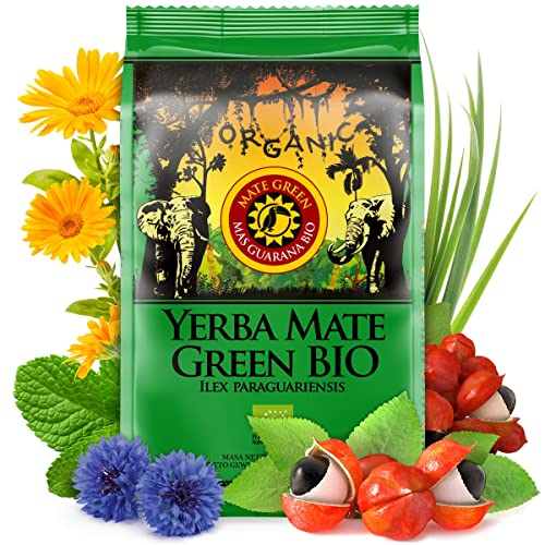 Mate Green Mate Tee Bio Traditionell geerntet, ohne Rauch getrocknet | Mate-Tee Mas Guarana BIO 200g | Organisher Lose Blätter | mit Guarana, Minzblatt, Zitronengras, Kornblumenblüten von Mate Green