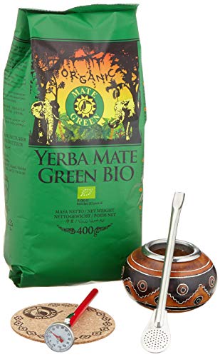 Mate Green Organic mit original handgemachtem Calabaza zum Mate-Tee gereift | luftgetrocknet | rauchfrei | plastikfrei | fair | Matetee aus Mateblättern | Glutenfrei | Bio | Hohe Qualität von Mate Green