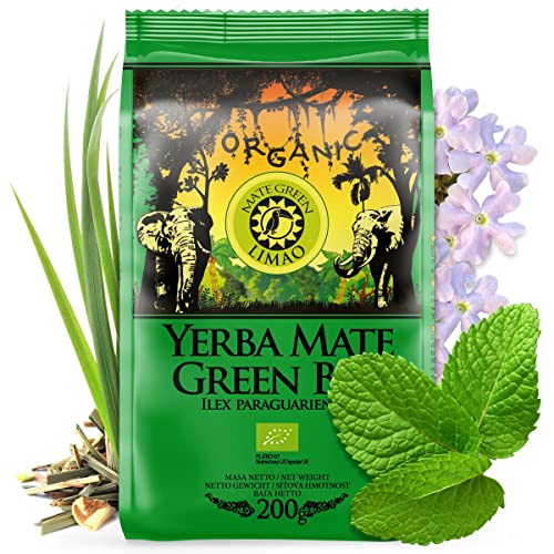 Mate-Tee Green Yerba Organic BIO Limao | Strong lemon flavor and aroma | Yerba Mate Tee Organic, natural blend, 200g | Traditionell geerntet, ohne Rauch getrocknet | Organisher Lose Blätter Mate Tee von Mate Green