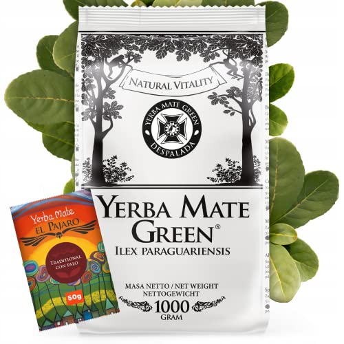 Yerba Mate Green Brasilien Despalada 1kg ● luftgetrocknet Matetee aus Mateblättern ● Natürlicher paraguayisch Mate 50g ● Natürliches mate tee Aroma ● Yerba Mate-Tee ohne Zusätze ● Mate Tee loose leaf von Mate Green