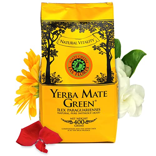 Yerba Mate Green | Las Flores | Brasilianischer Mate-Tee 400g | Erfrischend Mate Tee | mit Ringelblumenblxe4tter, Kornblume, Jasmin und Rosenblatter von Mate Green