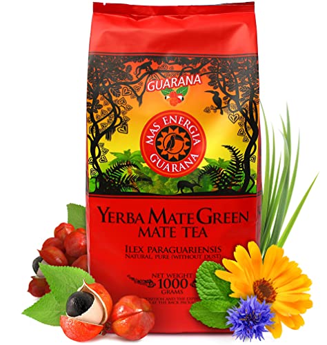 Yerba Mate Green 'Mas Energia Guarana' Brasilianischer Mate-Tee 1000g | fruchtiges | mit Guaranapulver, Minze, Zitronengras, Ringelblume, Kornblume und natürliches Aroma. Yerba Mate Green 'Mas Energia Guarana' Brasilianischer Mate-Tee 1000g | fruchtiges | mit Guaranapulver, Minze, Zitronengras, Ringelblume, Kornblume und natürliches Aroma. von Mate Green