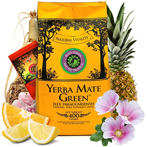 Yerba Mate Green 'Mas Iq Tropical' Brasilianischer Mate-Tee 400g + 50 g Mas Energia Guarana | fruchtiges Mate Tee | mit Ananas von Mate Green