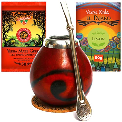 Yerba Mate Green Tee Set | Misiones bordo Kalebasse 150-250 ml | Bombilla Liza + 100g Yerba Mate Green Tee von Mate Green