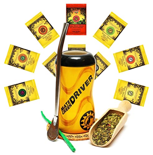 Yerba Mate Tee Mate Green Set 500g | Matero Drive Automobile | Yerba Mate Tee Set verschiedene Geschmacksrichtungen 0,5 kg von Mate Green