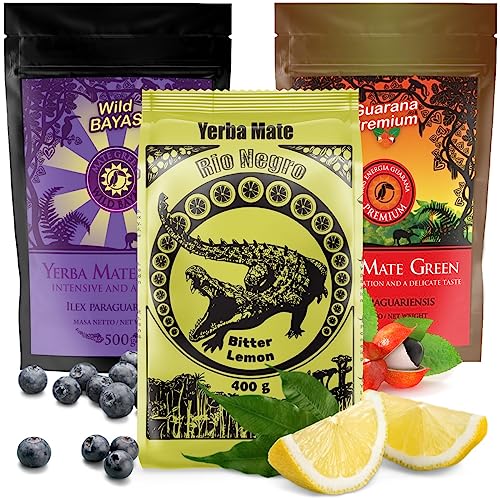 Yerba Mate Tee ZITRONE Set | Argentinien Mate-Tee Rio Negro mit Zitrone | Brasilian Yerba Mate-Tee mit Guarana und Frucht, Krauter | Mate Tee loose leaf 1500g von Mate Green
