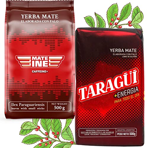 Mate Tee Set Energia Caffeine | Yerba Mate-Tee Taragui Energia 500g | Mate-Tee Mateine Caffeine | Caffeine and Energy-drink alternative | Yerba Mate-Tee loose leaf 1kg von Mateine