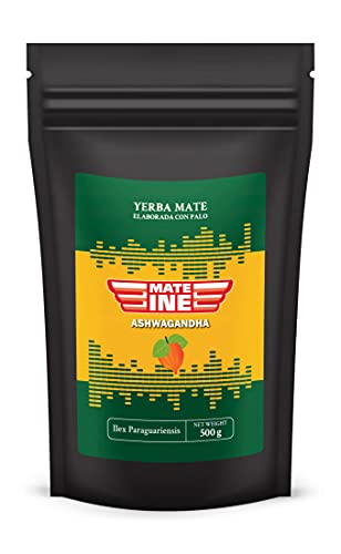 Mateine Yerba Mate Tee Green, ASHWAGANDHA, Paraguayischer Mate-Tee, 500 g von Mateine