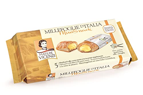 Vicenzi, MilleFoglie D'Italia Mini Snack mit heller Cremefüllung, Italienisches Blätterteiggebäck mit zarter heller Cremefüllung, Mini Snack (16x125g) von Matilde Vicenzi