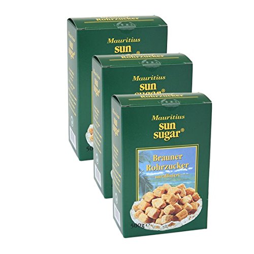 Mauritius Sun Sugar Brauner W?rfel-Rohrzucker, 500g 3er Pack von Mauritius