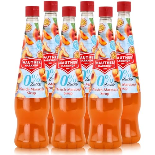 Mautner Getränkesirup Pfirsich-Maracuja 0% Zucker 0,7L - Softdrink (6er Pack) von Mautner Markhof
