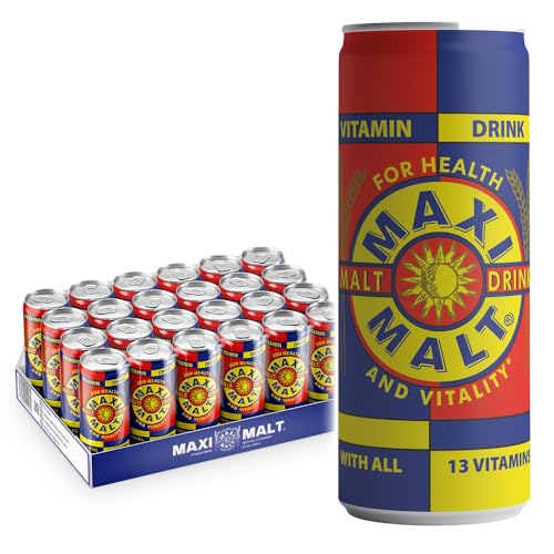 MAXI MALT Energy Drink - 24 x 250 ml | Getränk auf Gerstenmalzbasis | Enthält 100% der RDA von 13 Vitaminen | Ihre tägliche Dosis an Nährstoffen | 24er Pack MAXI MALT Energy Drink - 24 x 250 ml | Getränk auf Gerstenmalzbasis | Enthält 100% der RDA von 13 Vitaminen | Ihre tägliche Dosis an Nährstoffen | 24er Pack von Maxi Malt