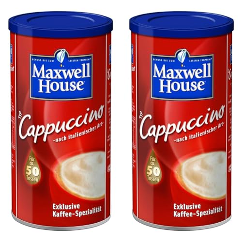 Maxwell House Instant Cappuccino, 500g lösliches Kaffee Pulver, für 50 Tassen cremig leckeren Cappuccino (Packung mit 2) von Maxwell House