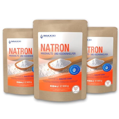 Maxxi Clean | 3x 900 g Natron Pulver| Backpulver für Küche, Haushalt und Körper | geschmacksneutrales & hochreines Hausmittel zum Reinigen und Backen | Natriumhydrogencarbonat in Lebensmittelqualität Maxxi Clean | 3x 900 g Natron Pulver| Backpulver für Küche, Haushalt und Körper | geschmacksneutrales & hochreines Hausmittel zum Reinigen und Backen | Natriumhydrogencarbonat in Lebensmittelqualität von Maxxi Clean