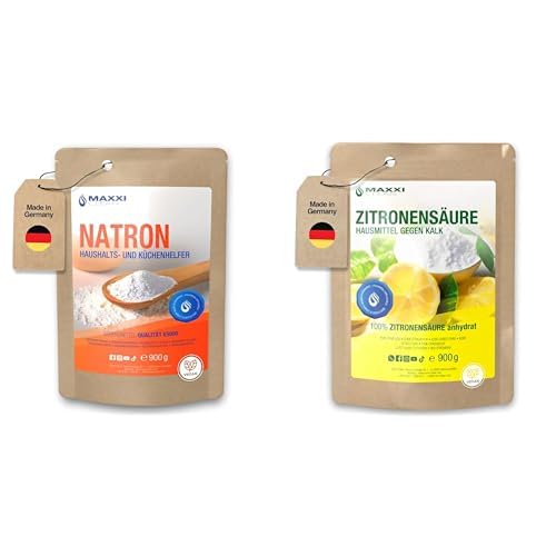 Maxxi Clean | Pulver-Duo: 900 g Natron & 900 g Zitronensäure für natürliche Reinigung im Haushalt | hochreines Wundermittel für Küche, Haushalt und Körper | 2x Packungen in Lebensmittelqualität von Maxxi Clean