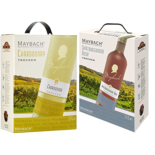 Maybach Chardonnay trocken Bag-in-box (1 x 3 l) & Spätburgunder Rosé NV trocken (1 x 3l) von Maybach