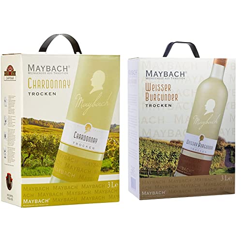 Maybach Chardonnay trocken Bag-in-box (1 x 3 l) & Weißer Burgunder trocken Bag-in-Box (1 x 3 l) von Maybach
