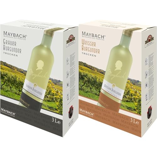 Maybach Grauer Burgunder (1 x 3,0l) & Pinot Blanc Weißer Burgunder trocken Bag-in-Box (1x3l) von Maybach