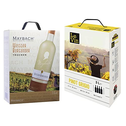 Maybach Weißer Burgunder trocken Bag-in-Box (1x3l) & Le Vin Pinot Grigio Ungarn Bag-in-box (1 x 3 l) von Maybach