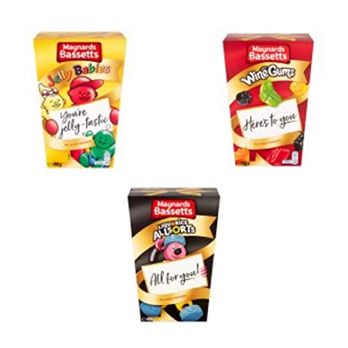 Maynard Bassetts Jelly Babies Weingummis und Lakritze Allsorts Carton Bundle | Leckere Gelees und Kaugummi | 2 x 400 g Kartons und 1 x 460 g Karton von Maynards Bassetts