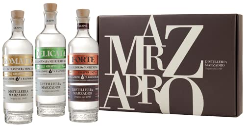 Marzadro Geschenkset | Grappa Bivitigno | mit 3 Flaschen 0.2l. von Mazadro