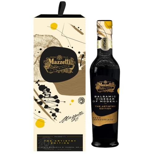 Mazzetti Artistry Edition Geschenkset mit „fünf Weinblätter“ Qualität Aceto Balsamico di Modena I.G.P. 250 ml Flasche, Ideal zum Verfeinern von Gerichten, in edler Geschenkverpackung von Mazzetti