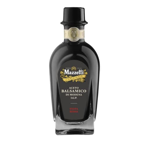 Mazzetti Testa Rossa Aceto Balsamico di Modena I.G.P. 250 ml Flasche, â€žfünf Weinblätterâ€œ-Qualität, Ideal zum Verfeinern von Gerichten von Mazzetti