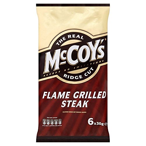 McCoys Ridge Cut Crisps - Flamme gegrilltes Steak (6x30g) - Packung mit 2 von McCoy's