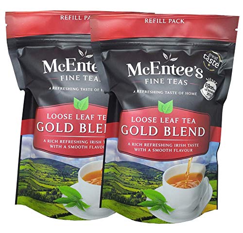 McEntee's Irish Loose Leaf Gold Blend Tea – (2er-Pack) – 250-g-Beutel – fachmännisch in Irland gemischt. Assam und kenianischer Schwarztee von McEntee's Tea