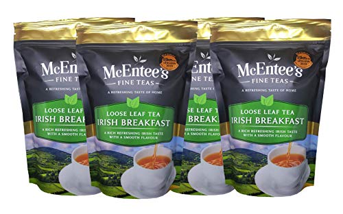 McEntee's Irish Breakfast Tea (Packung mit 4) - 250g Bags - Irische Mischung aus Ceylon- und Assam-Tees -Früchstückstee lose – Kräftige Schwarzteemischung von McEntee's Tea