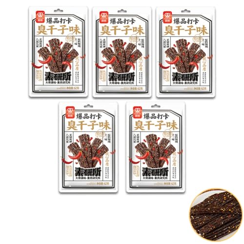 McKona Würzig Gewürzte 62g Pro Beutel Big Latiao Würzige Chinesische Snacks, Hot & Spicy Stick Gluten Strips, Scharfer Weizensnack Klassische Hot Strips fürs Büro (Dried Tofu Flavor)(5 Pcs) von McKona