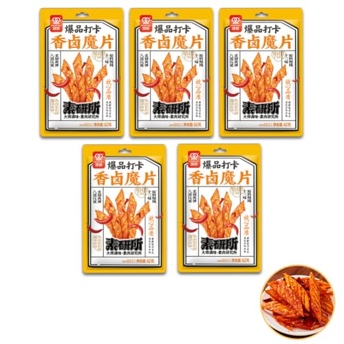 McKona Würzig Gewürzte 62g Pro Beutel Big Latiao Würzige Chinesische Snacks, Hot & Spicy Stick Gluten Strips, Scharfer Weizensnack Klassische Hot Strips fürs Büro (Flavored Spicy Chips)(5 Pcs) von McKona