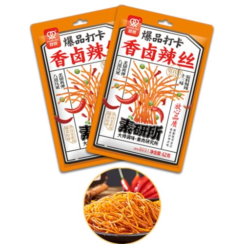 McKona Würzig Gewürzte 62g Pro Beutel Big Latiao Würzige Chinesische Snacks, Hot & Spicy Stick Gluten Strips, Scharfer Weizensnack Klassische Hot Strips fürs Büro (Fragrant Spicy Shreds) (2 Pcs) von McKona