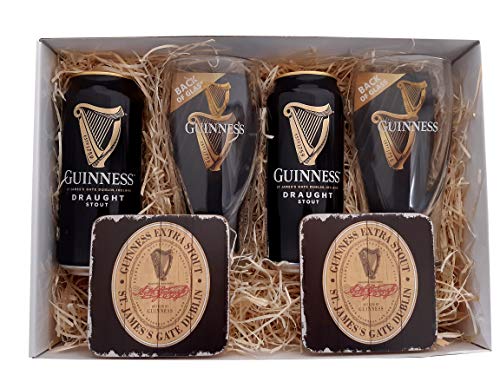 Guinness Geschenkpaket mit Bier, Original Gläsern und Untersetzern von McLaughlin's Irish Shop